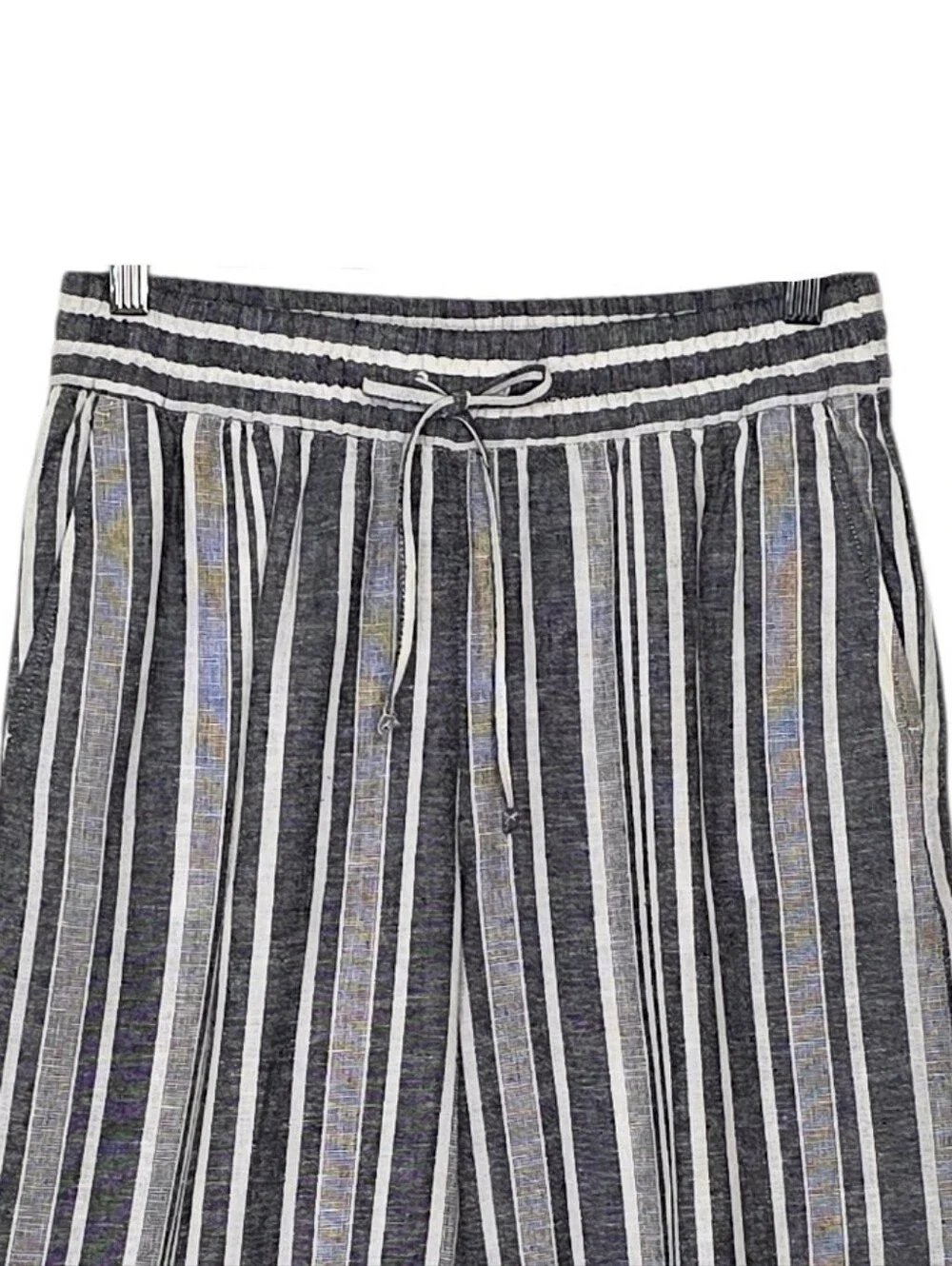 Banana Republic Black & White Striped Wide-Leg Pull-On Cropped Pants Size XS